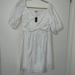 White EXPRESS shoulder puff dress